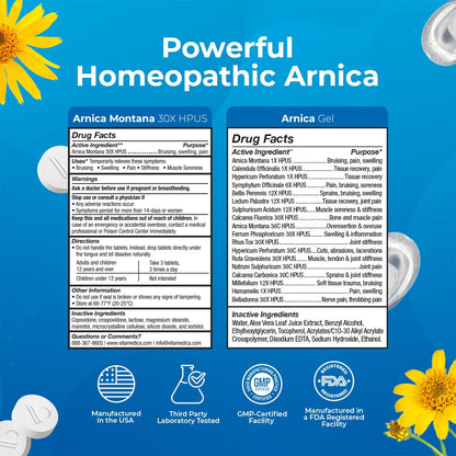VitaMedica Arnica Montana Tablets & Arnica Gel Bundle – Support for Bruising, Swelling & Soreness, 150 Rapid-Dissolve Tablets + 3 oz Water-Based Gel VitaMedicaBuy Supplements Australia