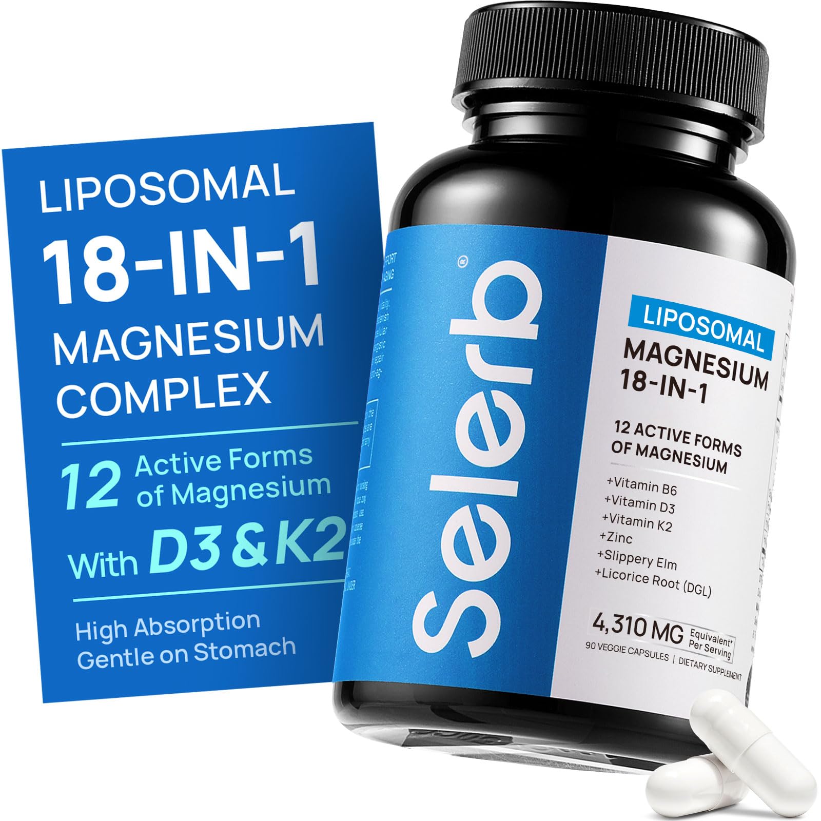 Selerb liposomal magnesium supplement bottle with packaging on a white background