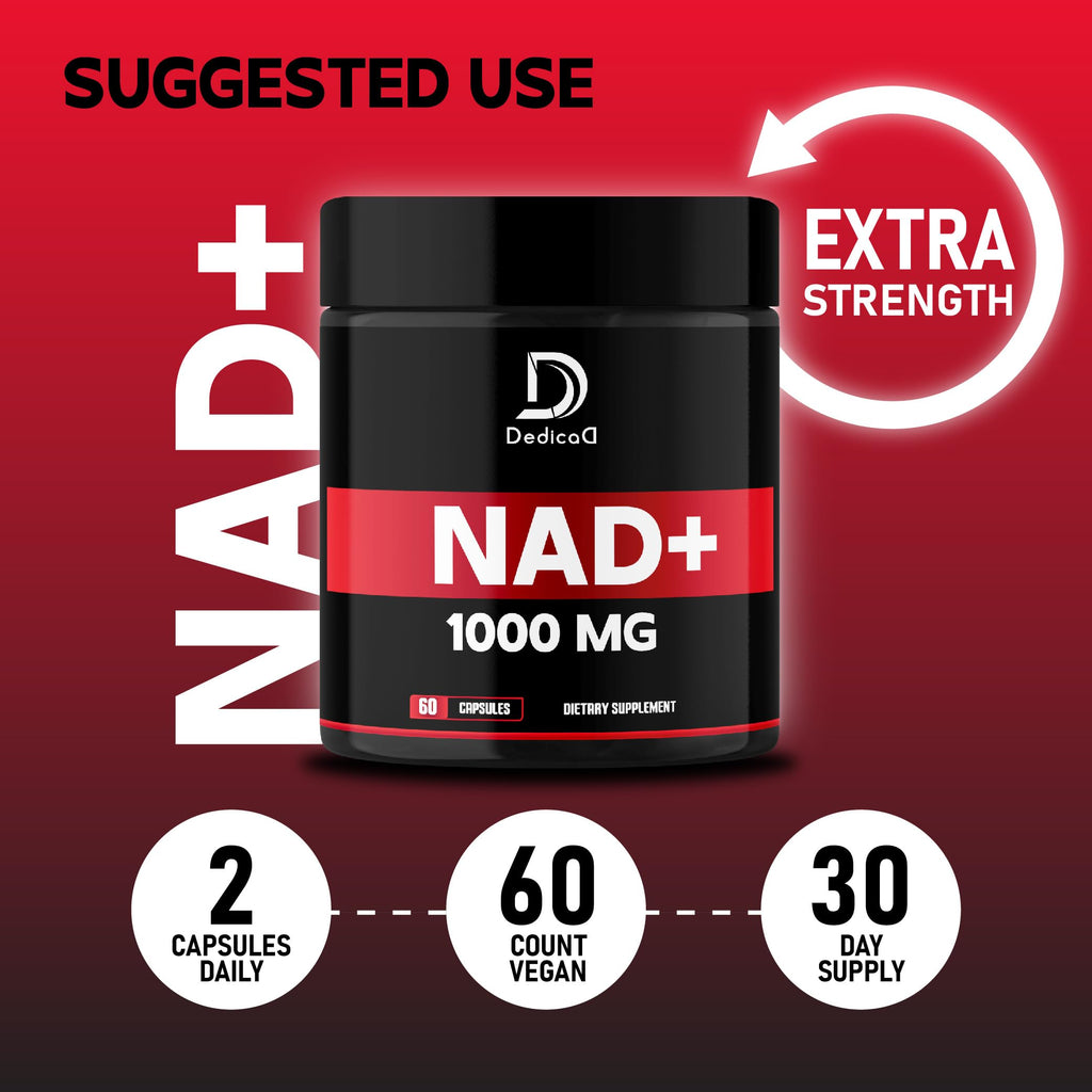 DEDICAD NAD Supplement 1000 mg - Pure NAD Supplement - Energy and DNA Repair, Aging Defense, Brain Function - 60 Capsules DEDICAD buy supplements Au