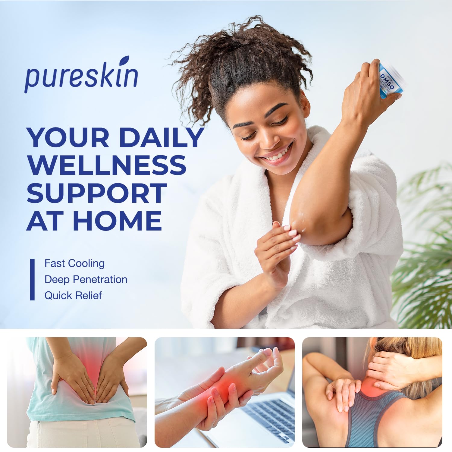 PURESKIN DMSO Relief Cream – Pharmaceutical Grade Fast-Absorbing Cooling Formula for Active Lifestyles – Lightweight Cream with Arnica, MSM, Magnesium, Menthol & Aloe, 4 oz PURESKINBuy Supplements Australia