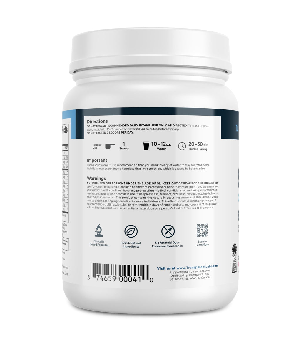 Transparent Labs Stim-Free Pre-Workout - Caffeine & Stim Free Pre Workout Powder for Men and Women with Beta Alanine Powder, Citrulline Malate, & elevATP - 30 Servings, Strawberry Lemonade