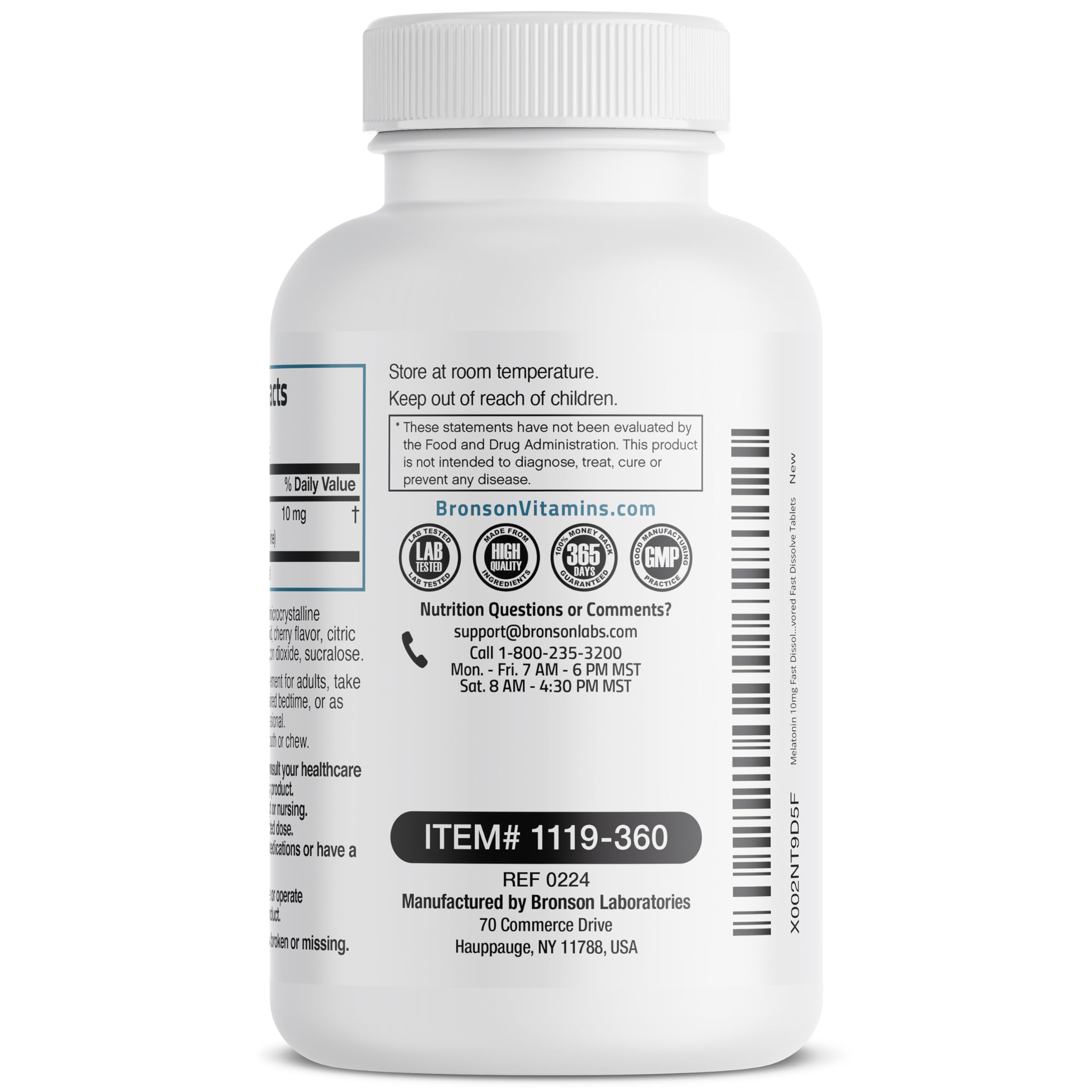 Bronson Melatonin 10mg Fast Dissolve Cherry Flavored Tablets Vegetarian Chewable Lozenges, 360 Count