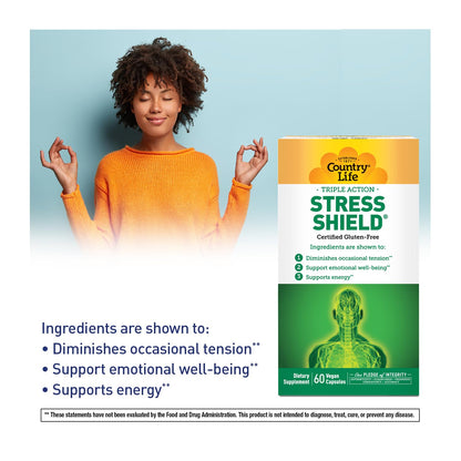 Country Life Stress Shield – Stress & Tension Relief Supplement with Ashwagandha, B-Vitamins for Energy & Emotional Well-Being, Supports Mental Clarity & Resilience, Gluten-Free, Vegan, 60 Capsules Country LifeBuy Supplements Australia
