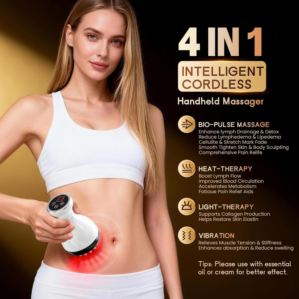 Lymphatic Drainage Massager & Anti Cellulite Massage Tool, Helps Reduce Stretch Marks & Cellulite, for Legs, Arms & Belly, Body Sculpting Machine with Microcurrent & Red-Light & Heat & Vibration Choufaly buy supplements Au
