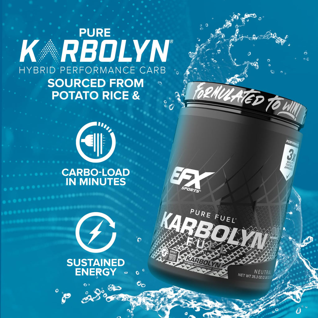 EFX Sports Karbolyn Fuel | Fast-Absorbing Carbohydrate Powder | Carb Load, Sustained Energy, Quick Recovery | Stimulant Free | 20 Servings (Neutral)