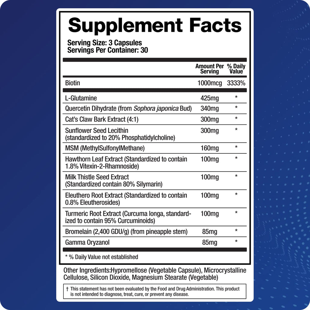 BioMatrix Leaky Gut Repair Supplement w/Glutamine, Quercetin, Cat's Claw, MSM, SIBO, Prebiotic Support, Intestinal Barrier Revive for Men and Women | 60-Day Supply – Leaky Gut-X BioMatrixBuy Supplements Australia