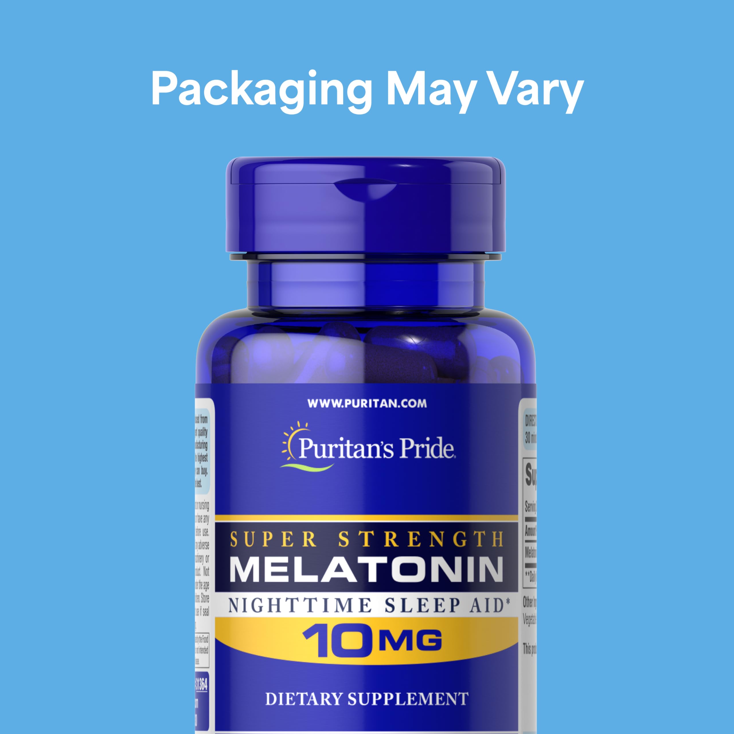 Puritan's Pride Premium Super Strength Melatonin 10mg Sleep Aid, Dietary Supplement for Sound, Restful, & Longer Sleep Support, 4 Month Supply,