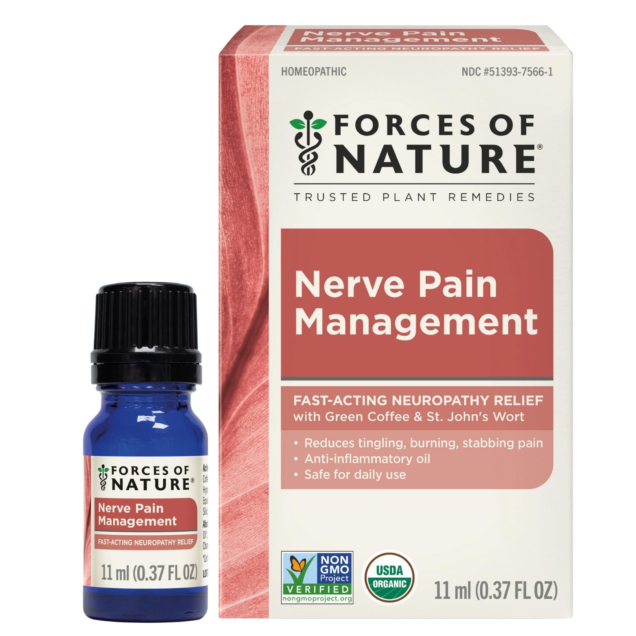 Forces of Nature Nerve Pain Management, Organic Topical Relief for Neuropathy & Nerve Discomfort, Homeopathic Medicine Supports Relief from Shooting Pains for Back, Hands, Legs and Feet, .37 fl oz Forces of NatureBuy Supplements Australia