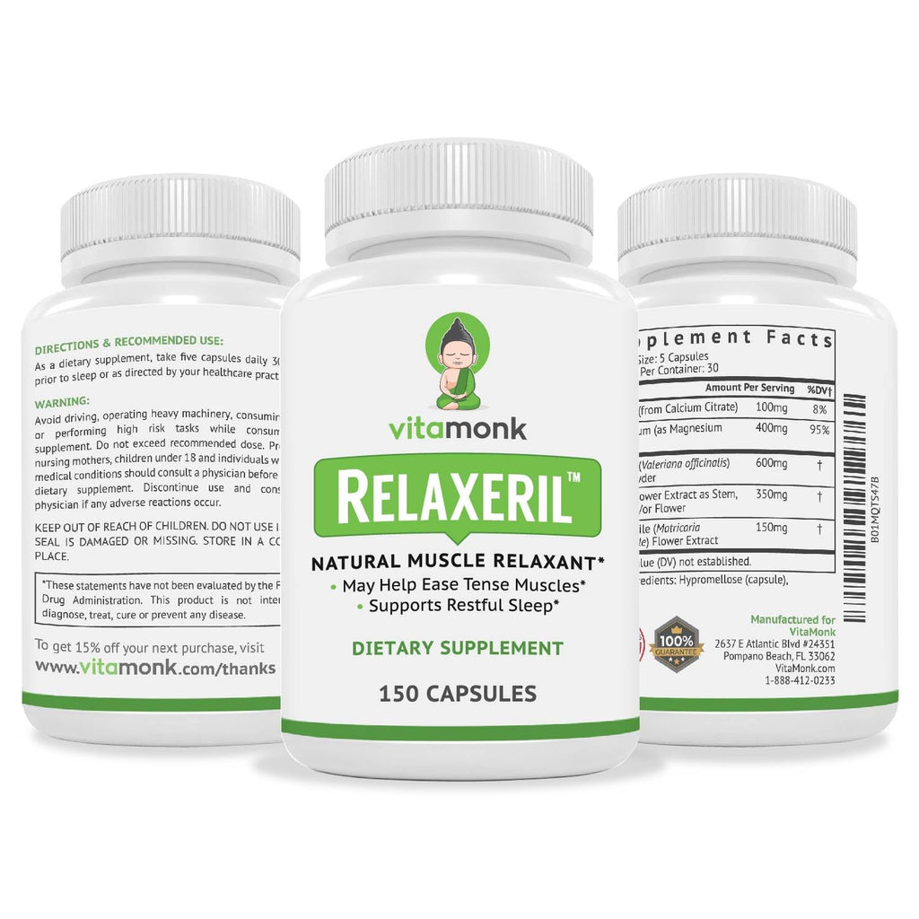 VitaMonk Relaxeril™ All-Natural Muscle Relaxer - Muscle Relaxer Supplement - Complete Muscle Relaxing Formula VitaMonkBuy Supplements Australia