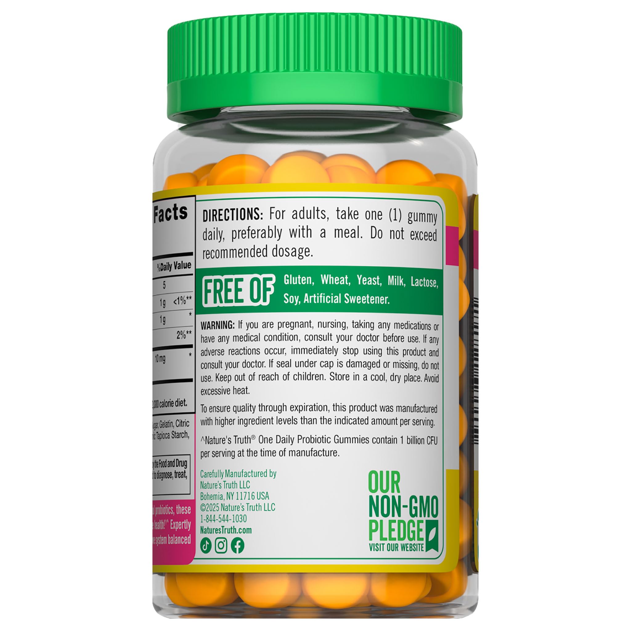 Nature's Truth Probiotic Gummies | 1 Billion CFU | 90 Count | Raspberry Lemon Flavor | Non-GMO & Gluten Free Supplement