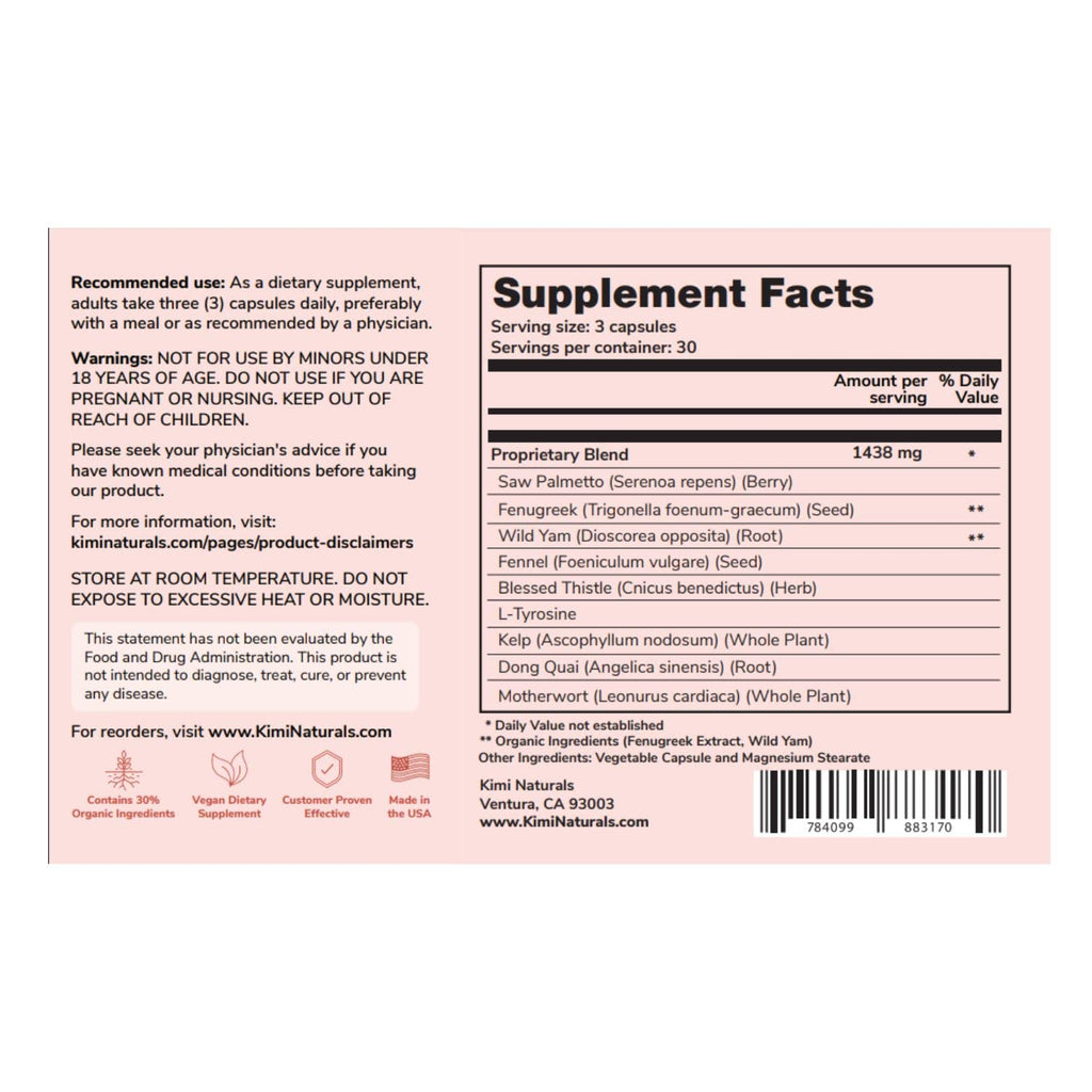 KIMI Naturals Breast Max Plus - Breast Enhancement Pills | Breast Enlargement Supplements with Fenugreek, Breast Growth, Supports Breast Firmness | 90 Capsules KIMIBuy Supplements Australia