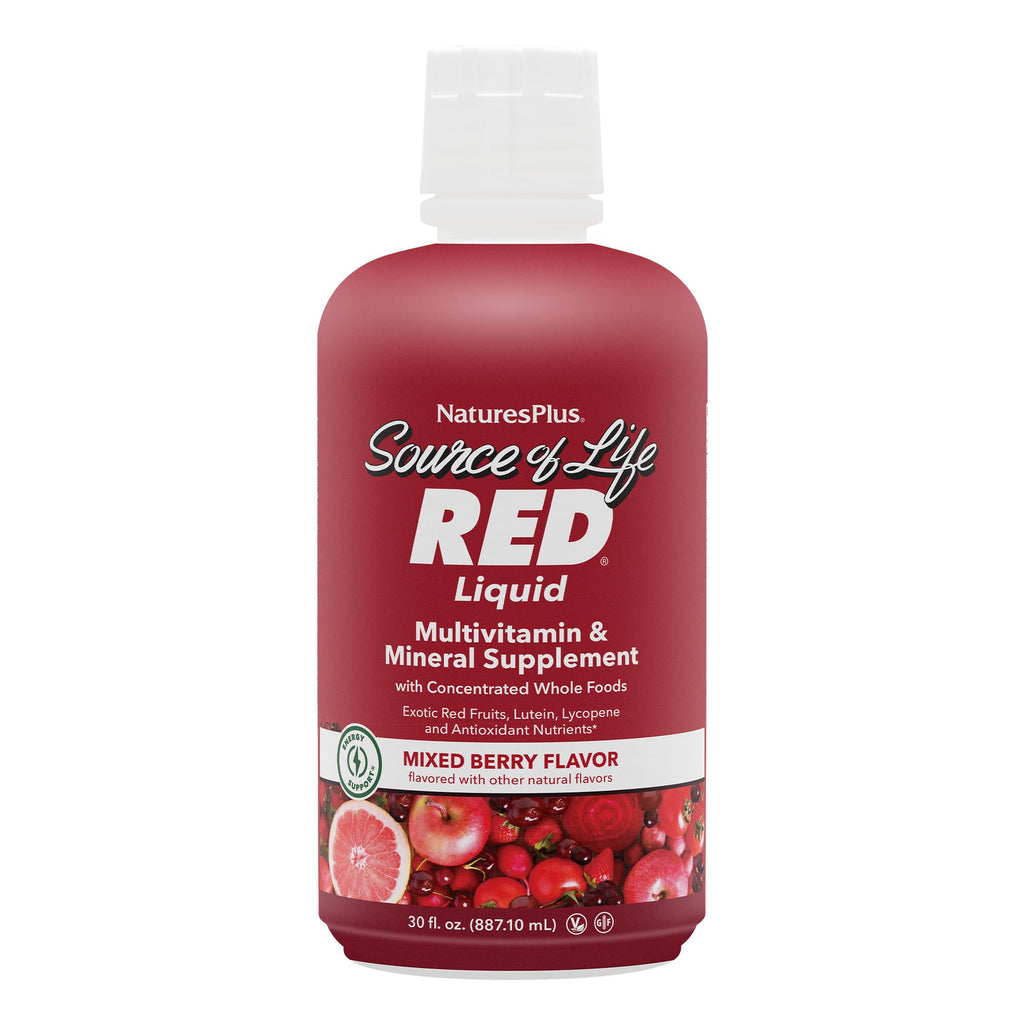 NaturesPlus Source of Life RED Multivitamin Liquid - 30 oz - Energy & Immune Support - with Exotic Red Fruits, Lycopene & Lutein - Vegetarian & Gluten Free - 30 Servings NaturesPlusBuy Supplements Australia