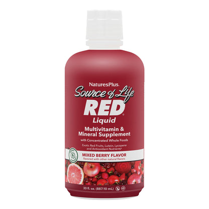 NaturesPlus Source of Life RED Multivitamin Liquid - 30 oz - Energy & Immune Support - with Exotic Red Fruits, Lycopene & Lutein - Vegetarian & Gluten Free - 30 Servings NaturesPlusBuy Supplements Australia