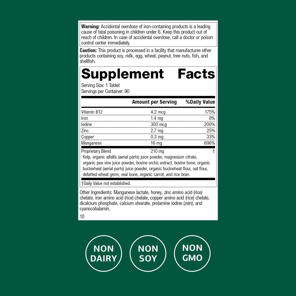 Standard Process Trace Minerals-B12 - Thyroid & Cell Functioning Support with Iodine, Zinc & Copper - Cartilage & Bone Health Aid - Non-Dairy & Non-Soy - 90 Tablets (90 Servings) Standard Process Inc.Buy Supplements Australia