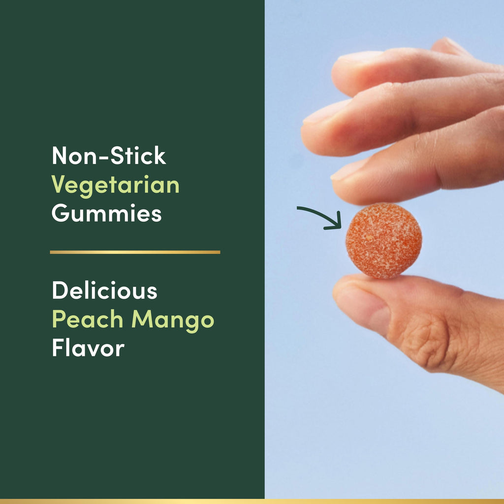 Nature’s Bounty High Absorption Magnesium Glycinate Gummies, 100 mg Magnesium Per Serving, Whole Body Health, No Stick Gummy, Peach Mango Flavor
