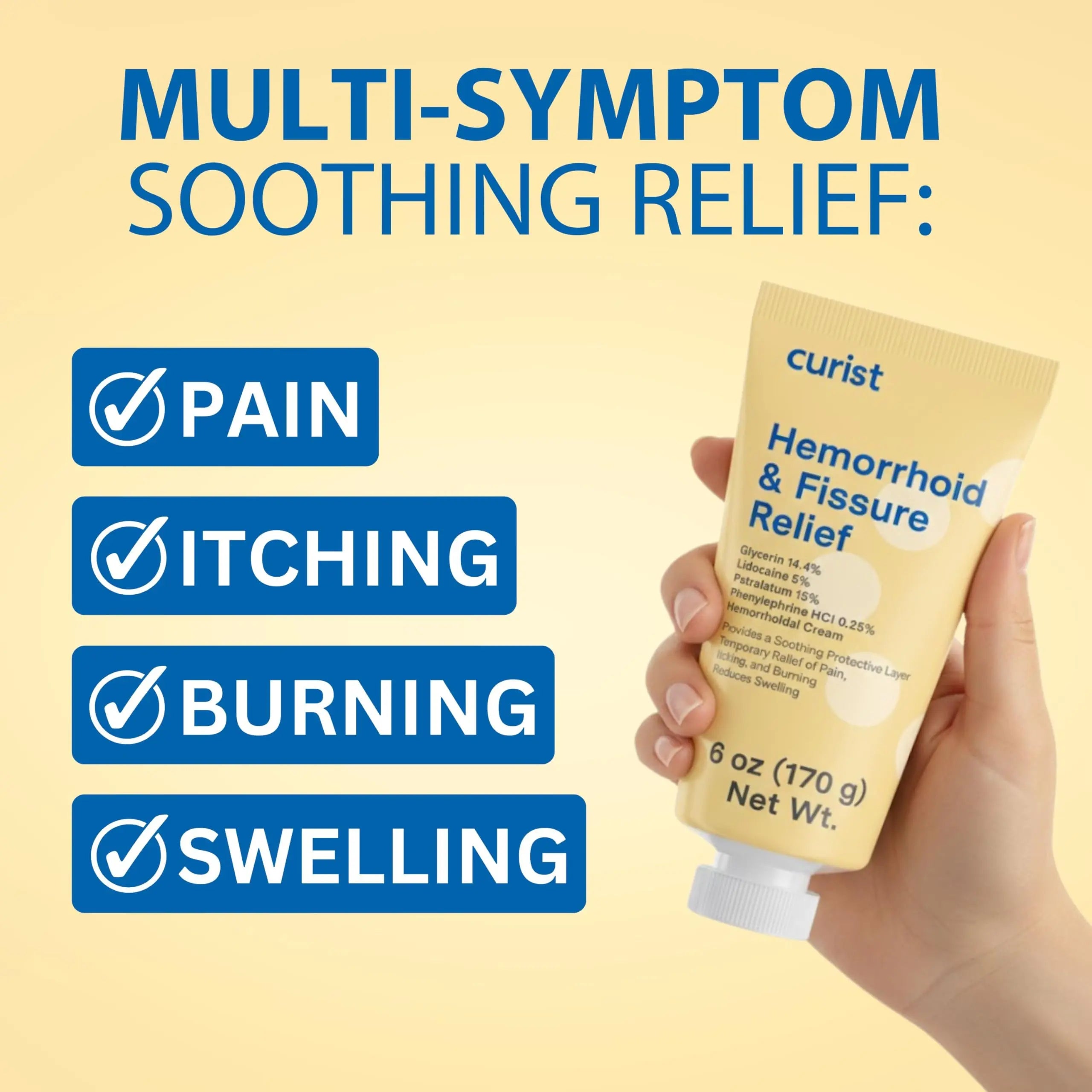 Curist Fissure and Hemorrhoid Cream with Lidocaine 5% and Phenylephrine HCl - Numbing Anal Fissure Cream Temporarily Shrinks Hemorrhoids - Reduces Itching, Swelling, & Burning - Huge Tube - 6oz CuristBuy Supplements Australia