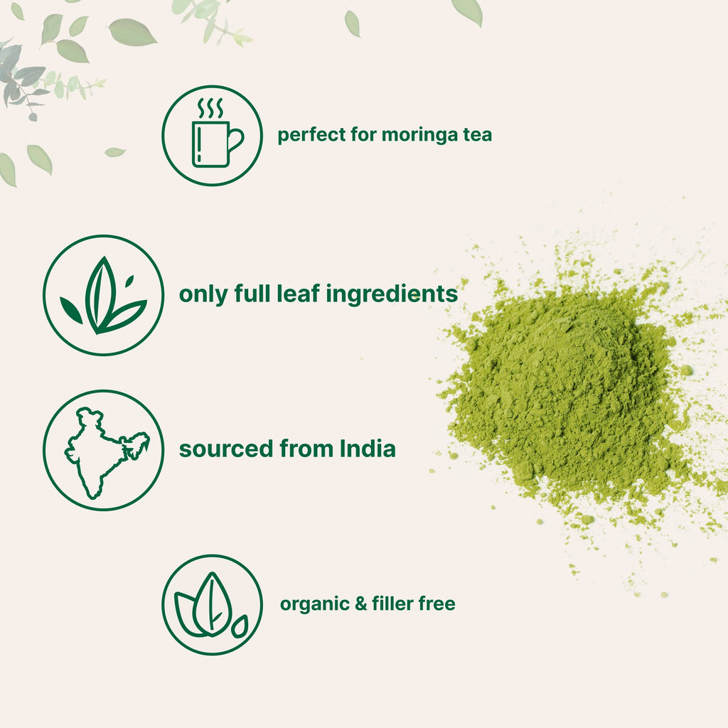 Micro Ingredients Organic Moringa Oleifera Leaf Powder, 2 Pound | Rich in Antioxidants & Immune Vitamins | Pure Leaves Without Stems |