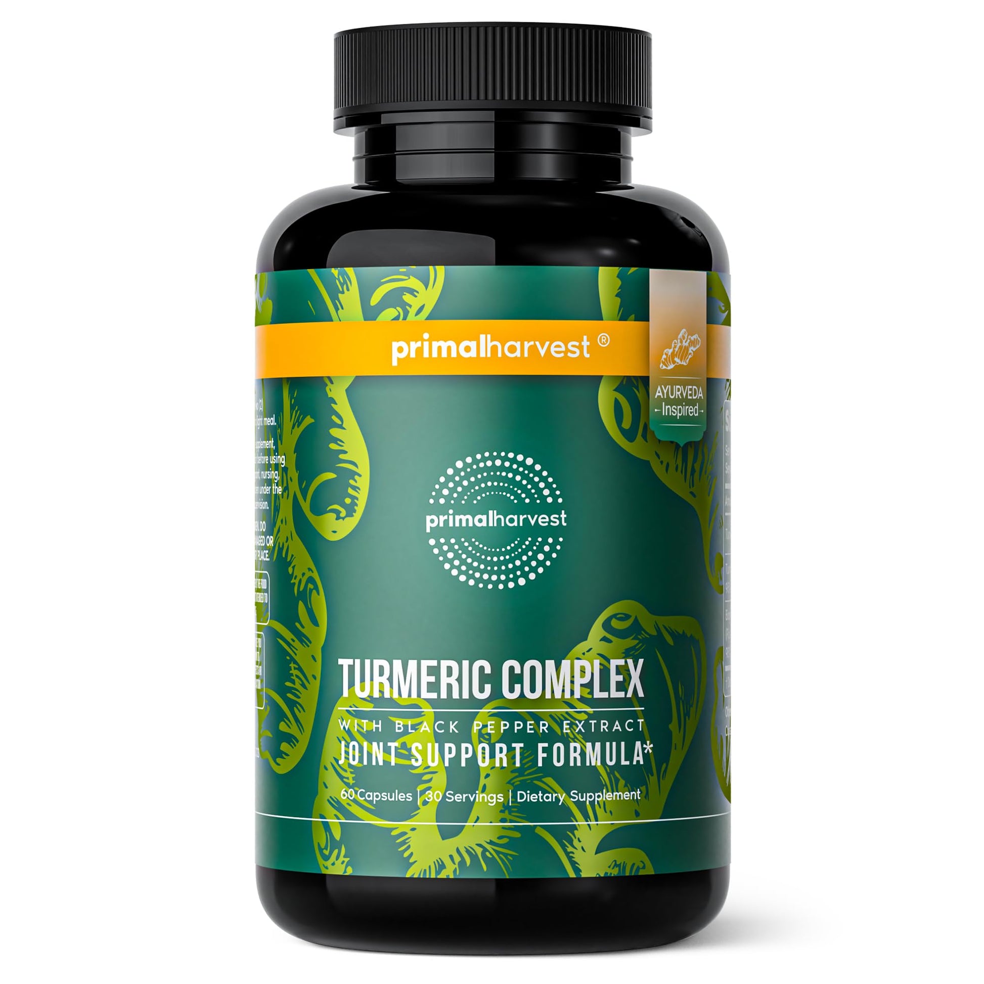 Primal Harvest 1 Pack, Primal Turmeric Complex w/Black Pepper Extract, Joint and Mobility Support Turmeric Supplement for Women & Men, 60 Capsules Primal HarvestBuy Supplements Australia