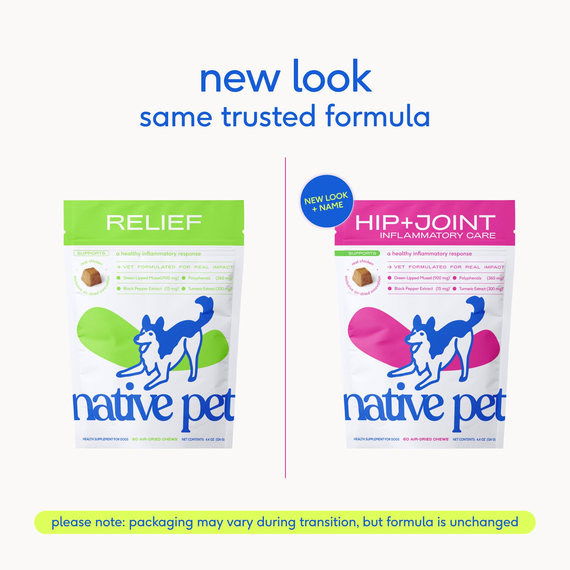 Native Pet Inflammatory Care - Pain Relief for Dogs - Green-Lipped Mussel, Turmeric & Collagen for Dogs - Hip and Joint Supplement Supports Healthy Inflammatory Response & Joint Comfort - 60 Chews Native PetBuy Supplements Australia