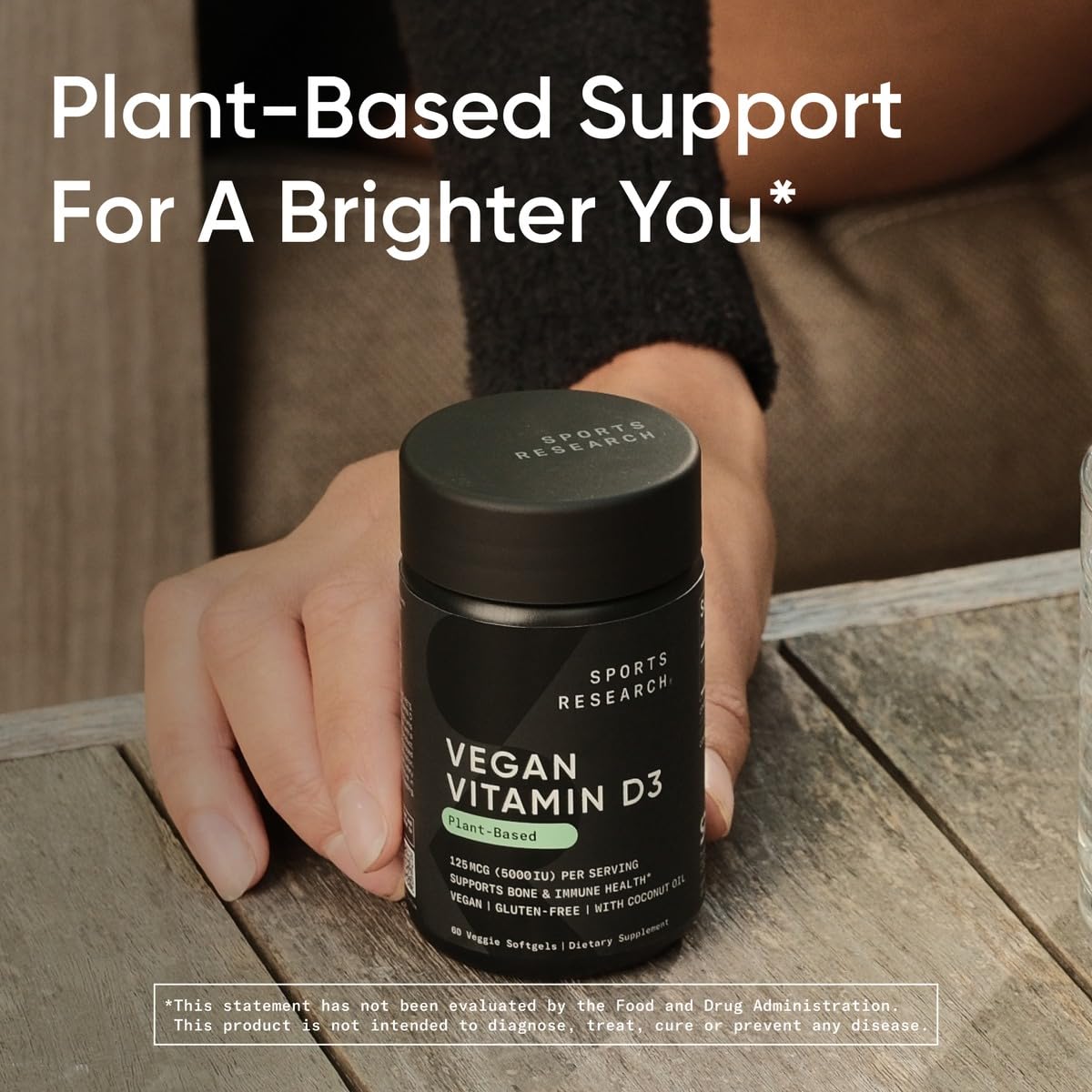 Sports Research Vegan Vitamin D3 5000IU (125 mcg) with Coconut Oil | 100% Plant-Based Vitamin D for Bone, Joint & Immune Support | Carrageenan Free, Vegan Certified & Non-GMO Verified (60 Softgels) Sports Research buy supplements Au