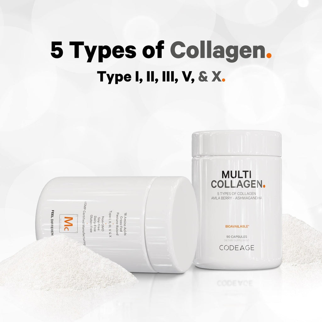 Codeage Multi Collagen Protein Capsules 5 Types, Ashwagandha Withania Somnifera & Organic Amla Berry + SBO Probiotic Blend 50 Billion CFU Bundle, Lactobacillus Plantarum, Bacillus Subtilis, Non-GMO CodeageBuy Supplements Australia