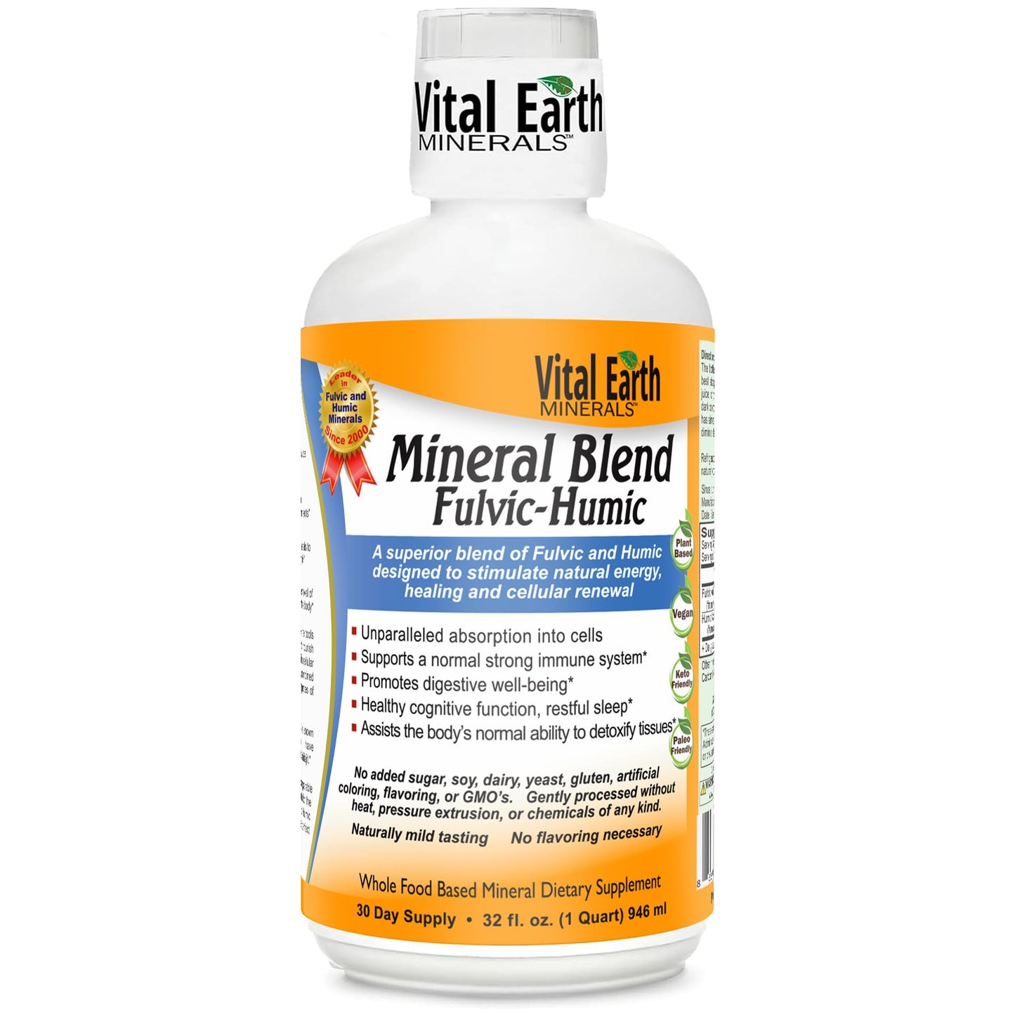 Vital Earth Minerals Fulvic Humic Mineral Blend Liquid – Fulvic Acid Supplement with 70+ Trace Minerals, Electrolytes for Recovery