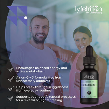 Lyfetrition L-Carnosine Liquid Supplement 118 ml, 4 FL Oz Liquid, 220 Servings, Made in USA, Quick Absorption, Potent Ingredients, Non-GMO Lyfetrition buy supplements Au