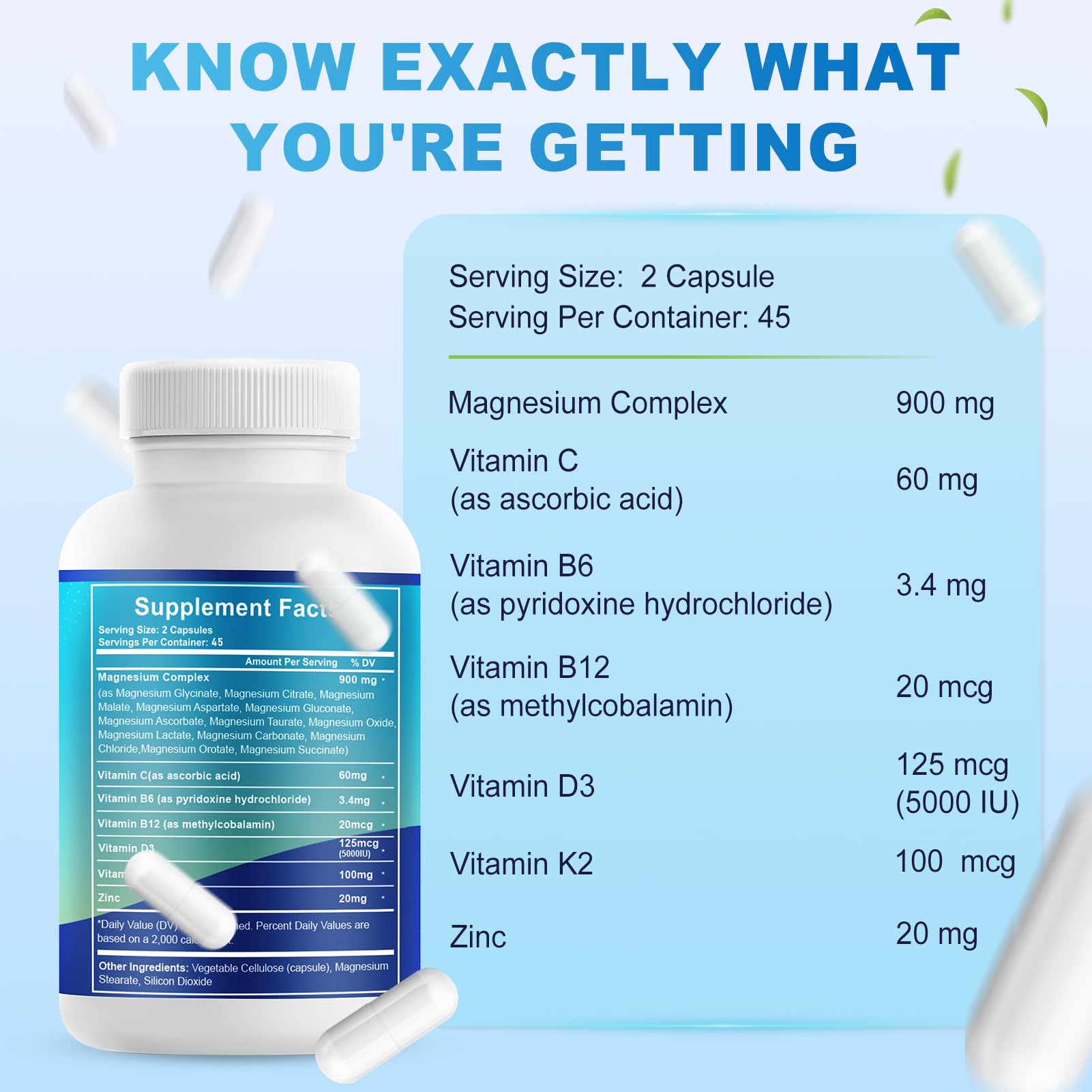 VYXION Magnesium Complex 900mg per Serving – High Absorption Magnesium Glycinate with Vitamin D3 K2 Zinc & B Vitamins – Sleep, Calm, Muscle & Nerve Support – 90 Capsules Vyxion buy supplements Au