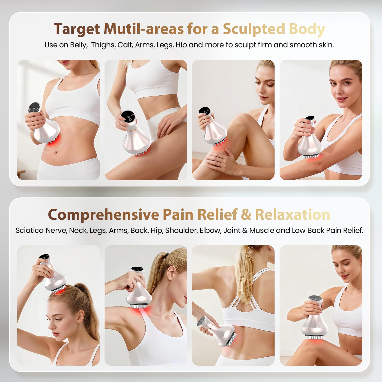 Lymphatic Drainage Massager, Anti Cellulite Massage Tool For Belly & Thigh Stretch Marks & Cellulite Reduction, Handheld Massage tools for Sciatica Nerve, shoulder, Hip, Muscle, Low Back Pain Relief nanagoo buy supplements Au