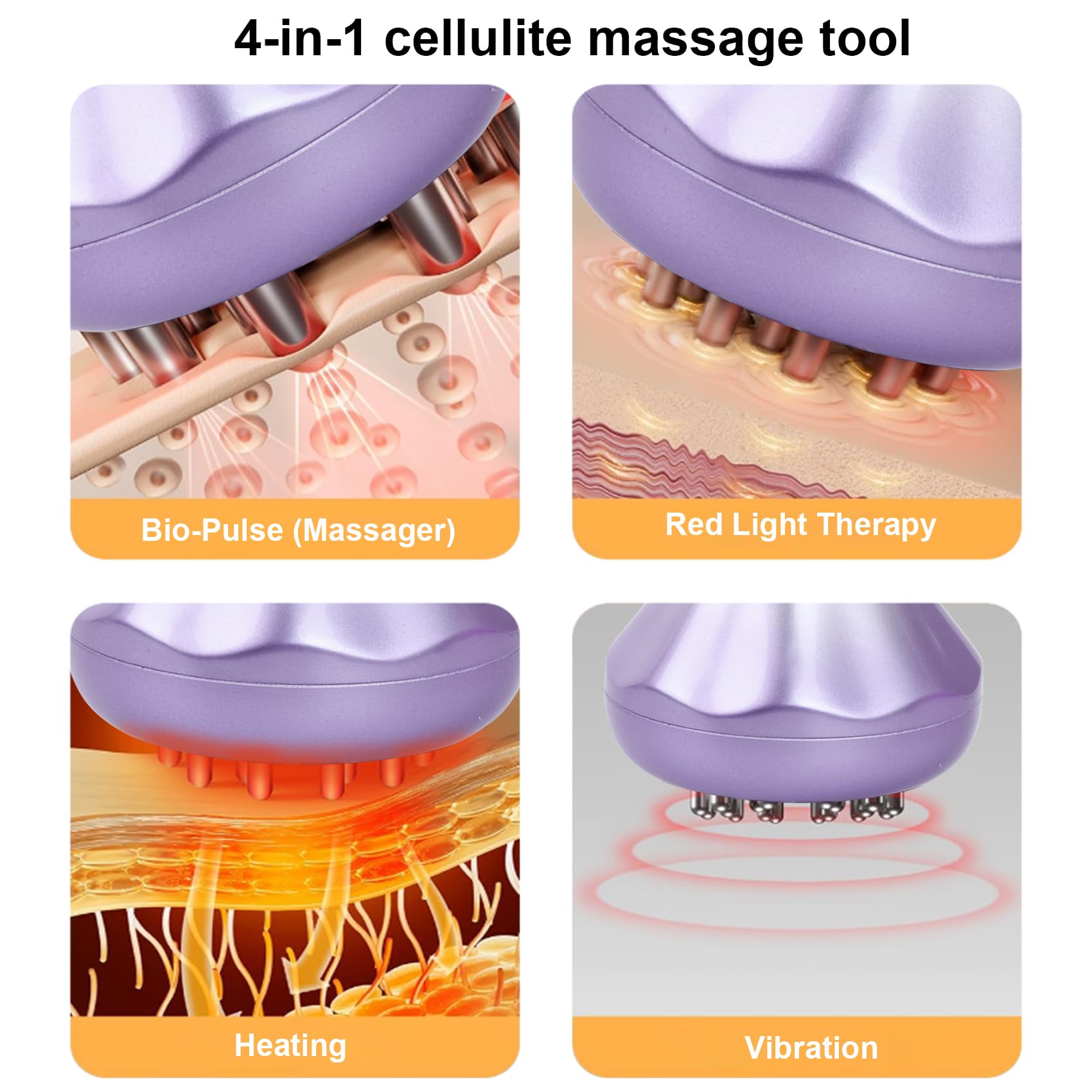 SHANOER 4-in-1 Lymphatic Drainage Massager - Anti Cellulite Massage Tool with Heating/Vibration/Red Light/Microcurrent,Body Sculpting Machine for Legs/Belly/Back/Hips/Reduce Stretch Marks & Cellulite SHANOER buy supplements Au