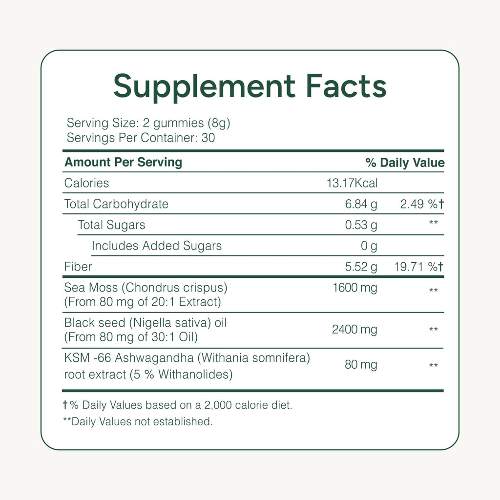 ROOT LABS Sea Moss Gummies I 92+ Minerals I Black Seed Oil I KSM 66 Ashwagandha I Lab Tested I No Added Sugar | for Men, Women I Non-GMO I 100% Natural & Organic I 1600 mg I 120 Gummy ROOT LABSBuy Supplements Australia
