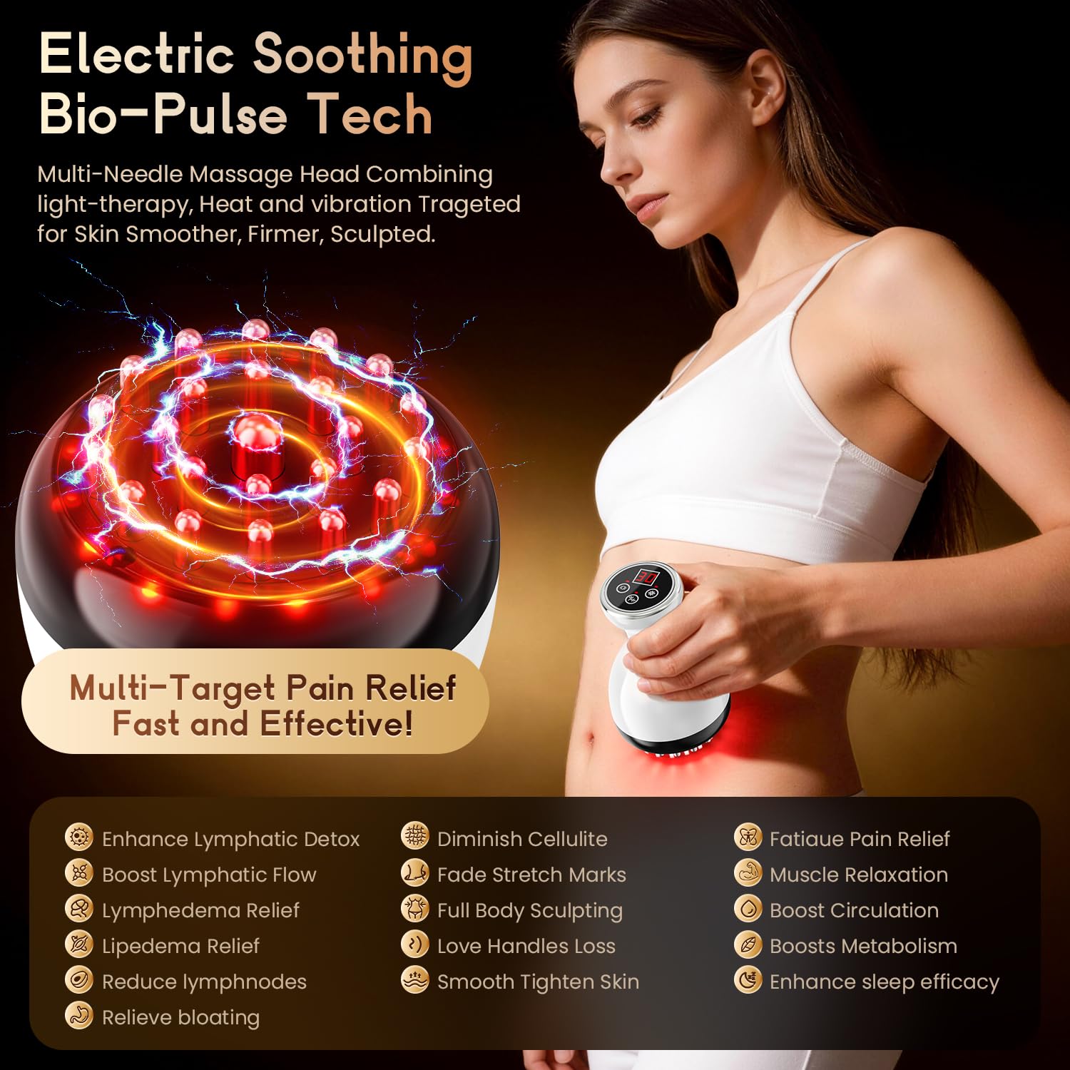 Lymphatic Drainage Massager & Anti Cellulite Massage Tool, Helps Reduce Stretch Marks & Cellulite, for Legs, Arms & Belly, Body Sculpting Machine with Microcurrent & Red-Light & Heat & Vibration Choufaly buy supplements Au