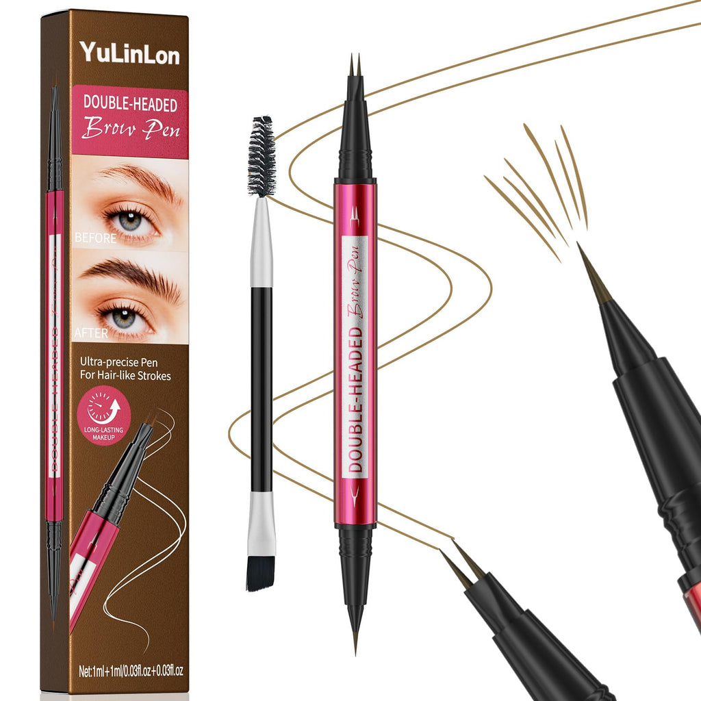 YuLinLon Double-Headed Brow Pen, Ultra-Precise Hair-Like Strokes, Long-Lasting Waterproof Makeup, Available in 5 Natural Shades (3#Dark Brown) YulinlonBuy Supplements Australia