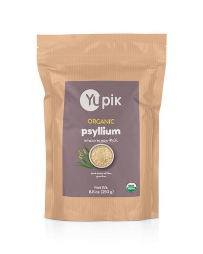 Yupik Organic Whole Husk Psyllium 8.8 Oz, 95% Purity, Soluble Fiber, USDA Certified, Non-GMO, Kosher, Gluten-Free, Sugar-Free & Fat-Free, Unflavored