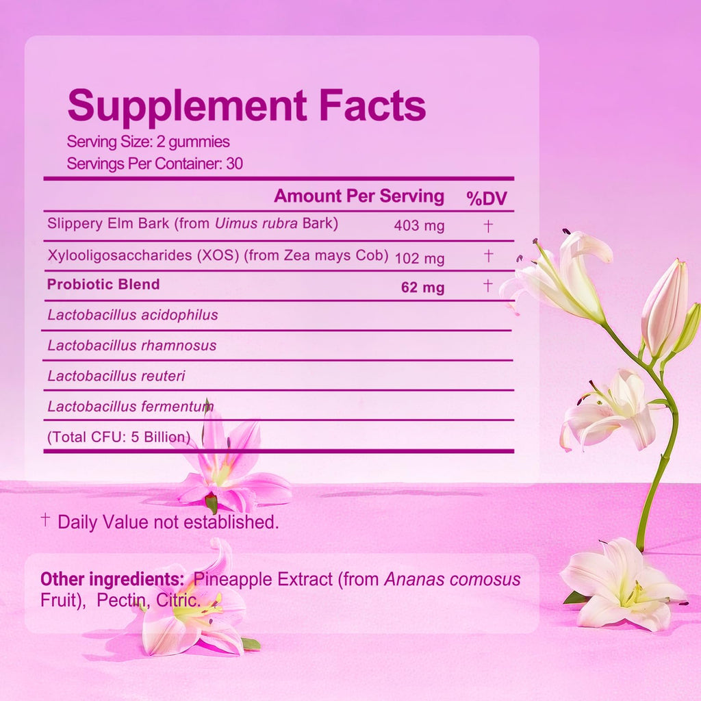 Brurtzexs Her Juicy Feminine Probiotics Gummies for Women with Slippery Elm - Pineapple Flavor, pH Balance & Immune Health Support - Digestive & Feminine Support - Vegan Supplement, 60 C Brurtzexs buy supplements Au