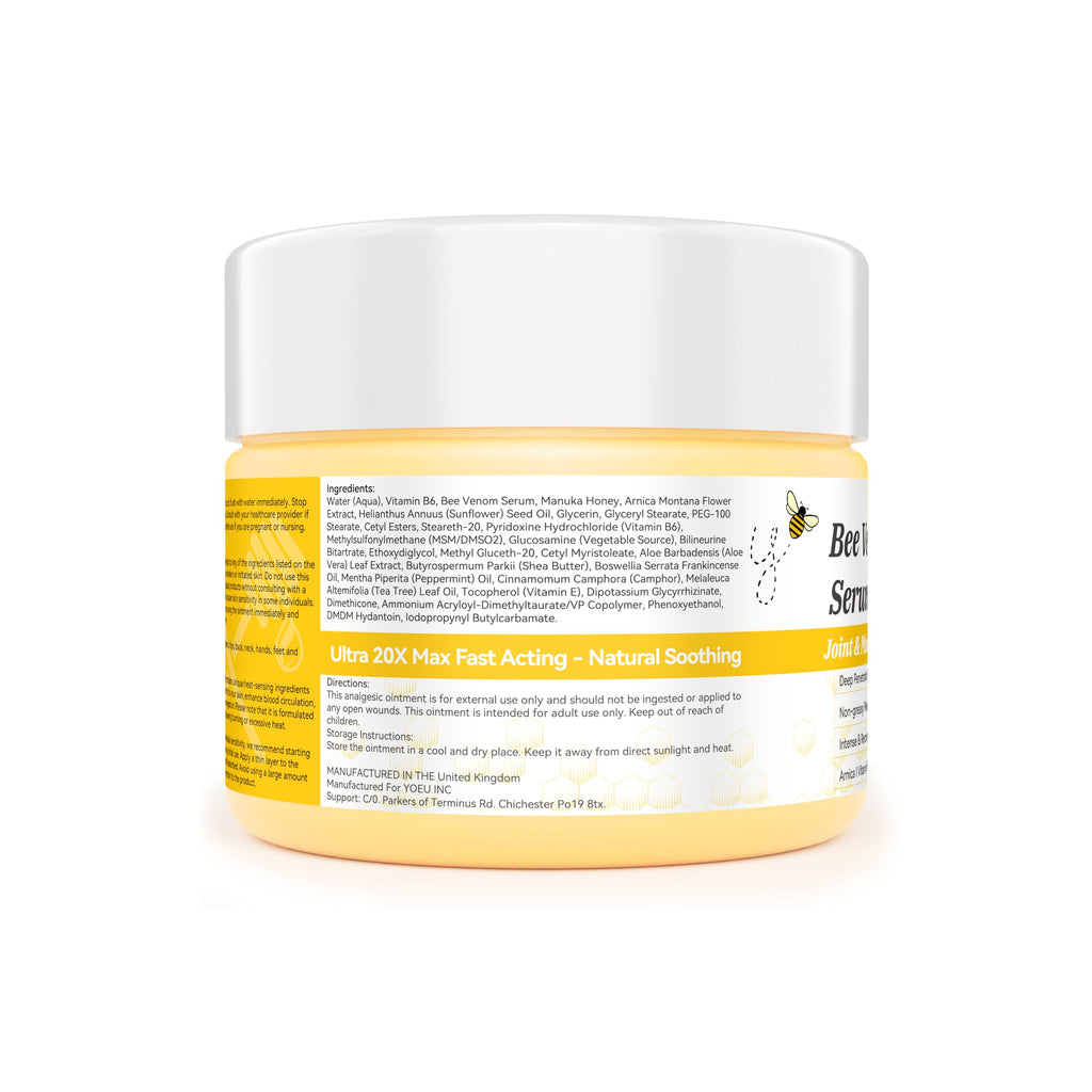 DRUOUO Natural Organic NZL Bee Venom Professional Serum Care, Joint & Muscle & Bone Cream Gel - for Back, Neck, Hand, Foot, Knee, Muscle, Shoulder, Hip, Nerve, Vitamin B6, Aloe Vera, Adult, Elderly DRUOUOBuy Supplements Australia