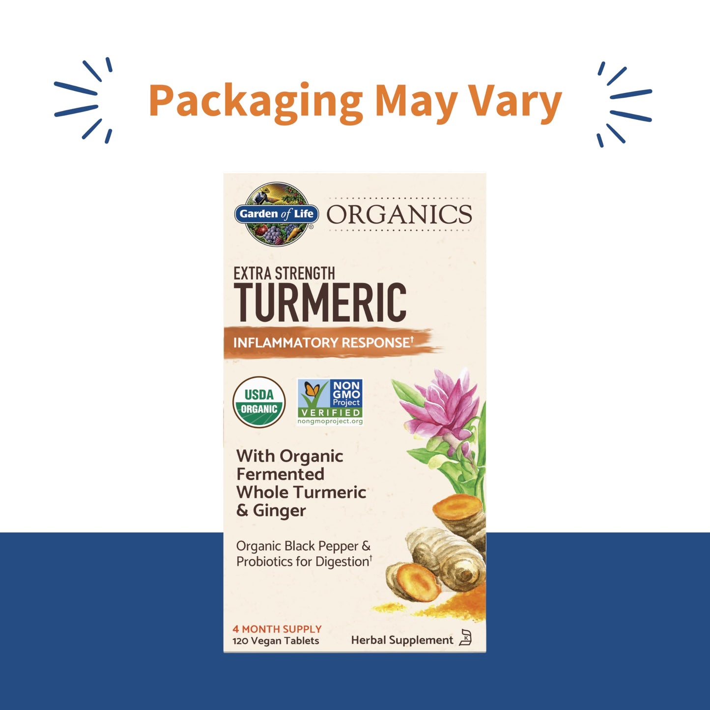 Garden of Life Organics Extra Strength Turmeric Inflammatory Response 120 Tablets-100Mg Curcumin (95% Curcuminoids) Black Pepper, Probiotics, Organic Non-GMO Vegan Gluten Free Herbal Supplement Garden of LifeBuy Supplements Australia
