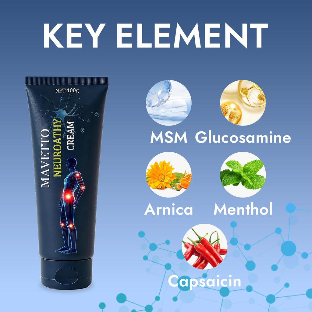 Bare Basics MAVETTO Neuropathy Relief Cream, Neurosoothe Formula Nerve Cream, Contains Capsaicin, Arnica, Menthol, MSM and Glucosamine, Improve Joint Discomfort, Increase Mobility (2pcs) Bare BasicsBuy Supplements Australia