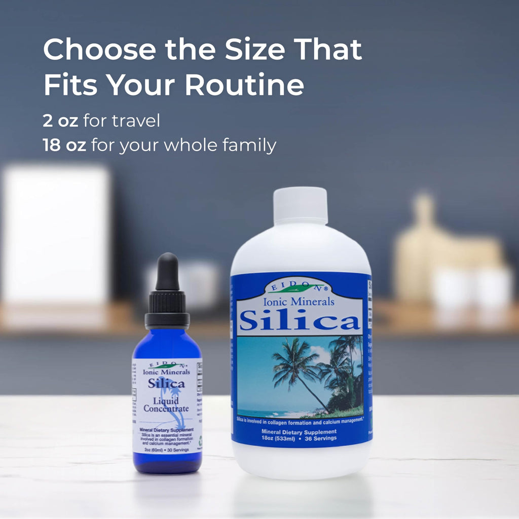 Eidon Liquid Silica Mineral Concentrate - Silica Supplement for Hair, Skin, and Nails, Supplement Drops to Support Collagen Production & Hair Loss
