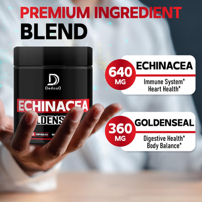 DEDICAD 1000mg Echinacea Goldenseal Capsules - Support Immune System, Well-Being & Overal Health - 60 Veggie Capsules - Non-GMO, Gluten-Free DEDICAD buy supplements Au