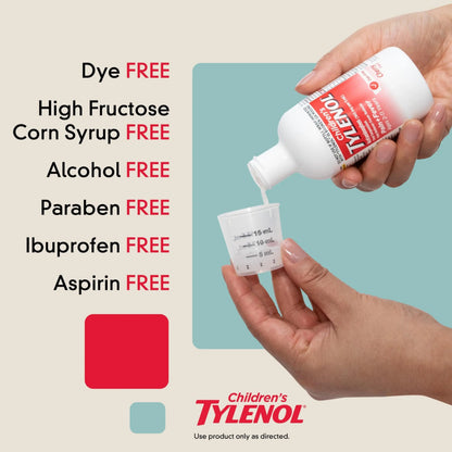 Children's Tylenol Liquid Pain Relief & Fever Medicine, Oral Suspension, Dye-Free, Acetaminophen, No Aspirin, No Ibuprofen, No High Fructose Corn Syrup; Cherry Flavor, 8 fl. oz.; Pack of 1 TylenolBuy Supplements Australia