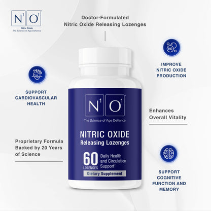 N1O1 Nitric Oxide Lozenges - 60 Count - Nitric Oxide Supplement for Heart Health, Circulation, Energy, Blood Flow, Oxygenation, Healthy Blood Pressure