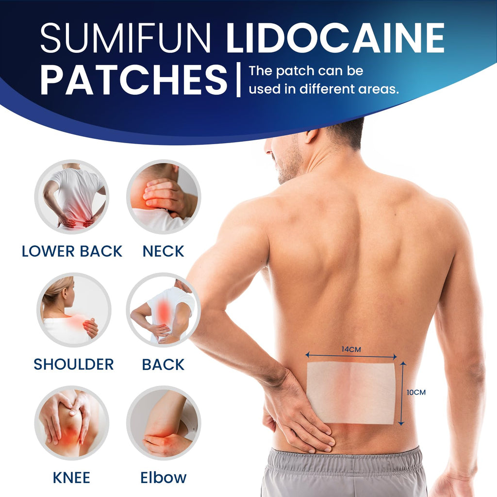 Sumifun 4% Lidocaine Pain Patches - Maximum OTC Strength Pain Relief for Lower Back Pain, Neck Sore, Joint Pain - Fast Acting & Long Lasting 8 Hours, 10 Counts SumifunBuy Supplements Australia