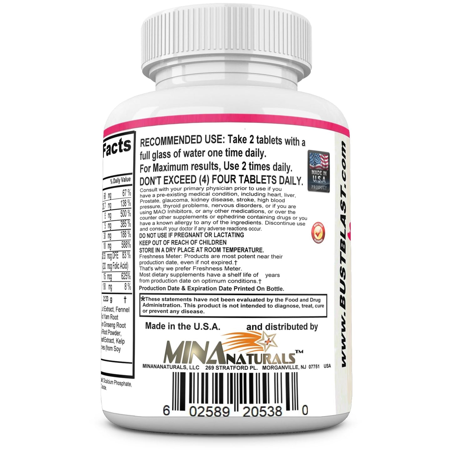MINANATURALS Bust Blast Loaded Increase Breast Size Fast. Female Breast Enhancement - Bigger Boobs and Butt Pills. 60 Tablets MINANATURALS buy supplements Au