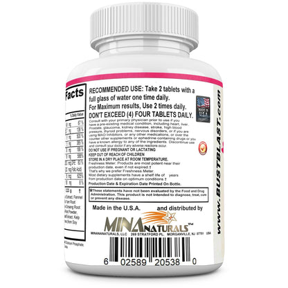 MINANATURALS Bust Blast Loaded Increase Breast Size Fast. Female Breast Enhancement - Bigger Boobs and Butt Pills. 60 Tablets MINANATURALS buy supplements Au