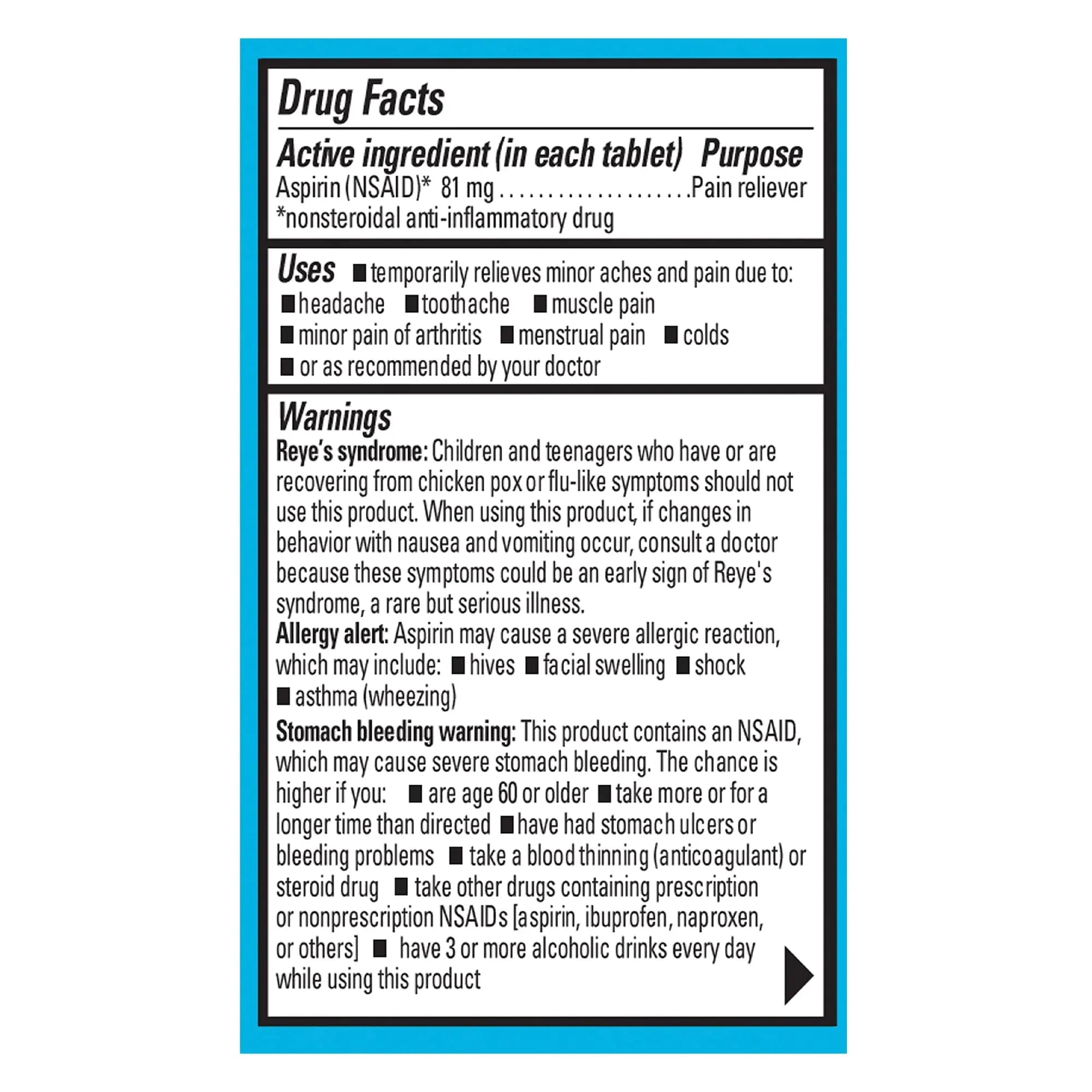 ECOTRIN ADULT LOW DOSE 81MG (45 tablets) EcotrinBuy Supplements Australia