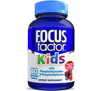 Focus Factor Kids Complete Daily Chewable Vitamins: Multivitamin & Neuro Nutrient (Brain Function) w/Vitamin B12, C, D3-60 Count Focus Factor