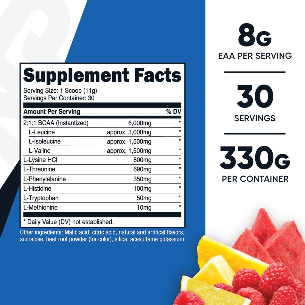 Nutricost EAA Powder 30 Servings (Fruit Punch) - Essential Amino Acids - Non-GMO, Gluten Free, Vegetarian Friendly NutricostBuy Supplements Australia