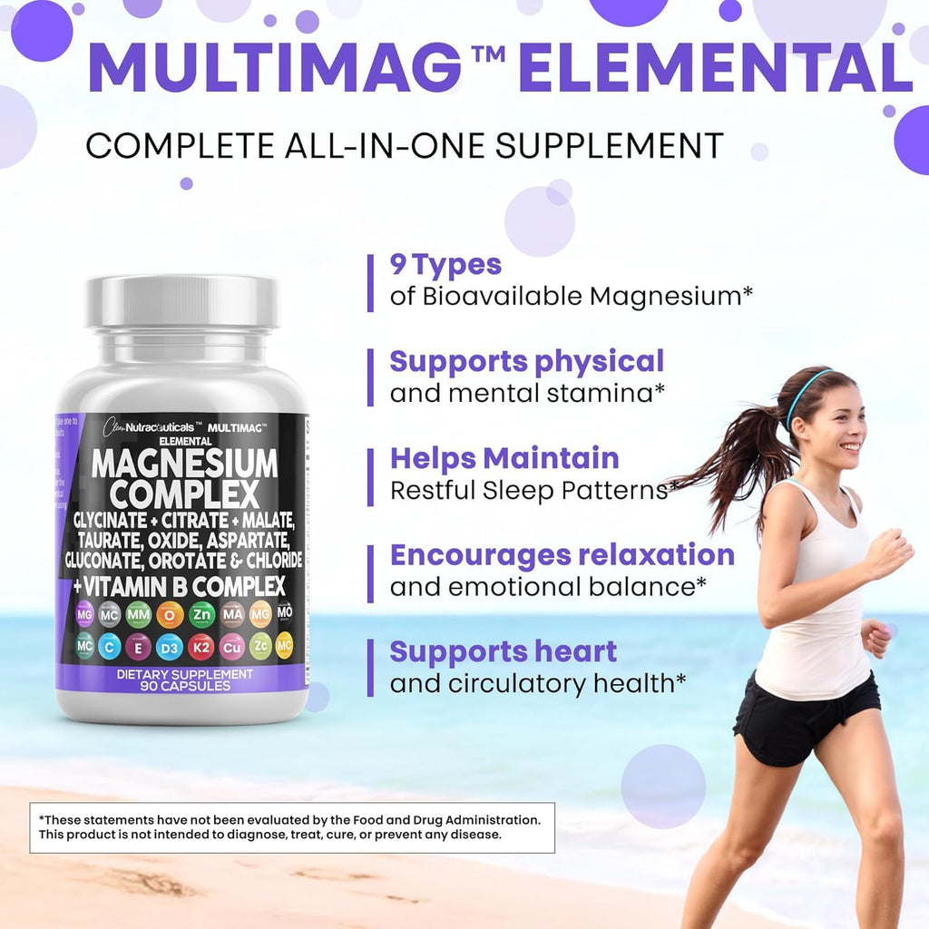 Clean Nutraceuticals Magnesium Complex with Magnesium Glycinate Citrate Malate Oxide Taurate Aspartate Orotate & Mag Chloride, Zinc Copper Manganese (90 Count (Pack of 2)) Clean Nutraceuticals buy supplements Au