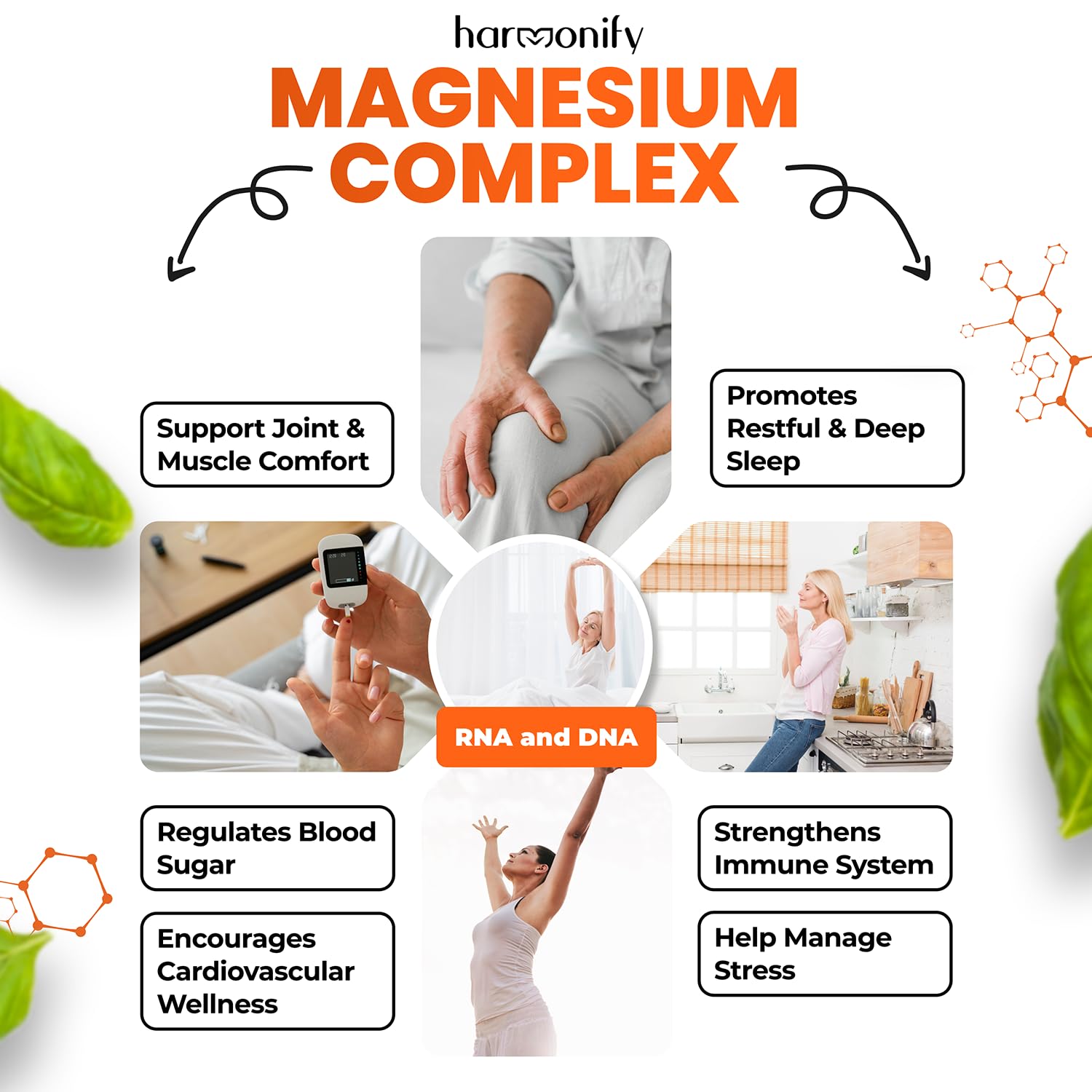 HARMONIFY Magnesium Glycinate Citrate Malate Aspartate Gluconate, 5 in 1 Formula, 120 Purified Veggie Capsule, 1000 mg, Gluten Free, Non-GMO, 60 Days Serving HARMONIFY buy supplements Au